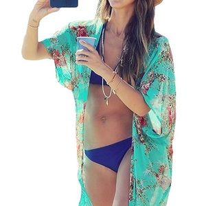 ⬇️👙Green/Floral Swim cover up